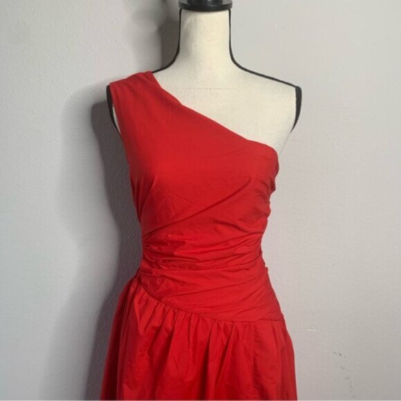 NWT Abercrombie & Fitch Red One-Shoulder Cutout Maxi Dress - Picture 6 of 13